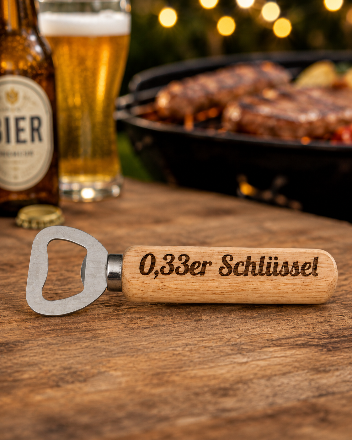 Flaschenöffner Holz „0,33er Schlüssel"