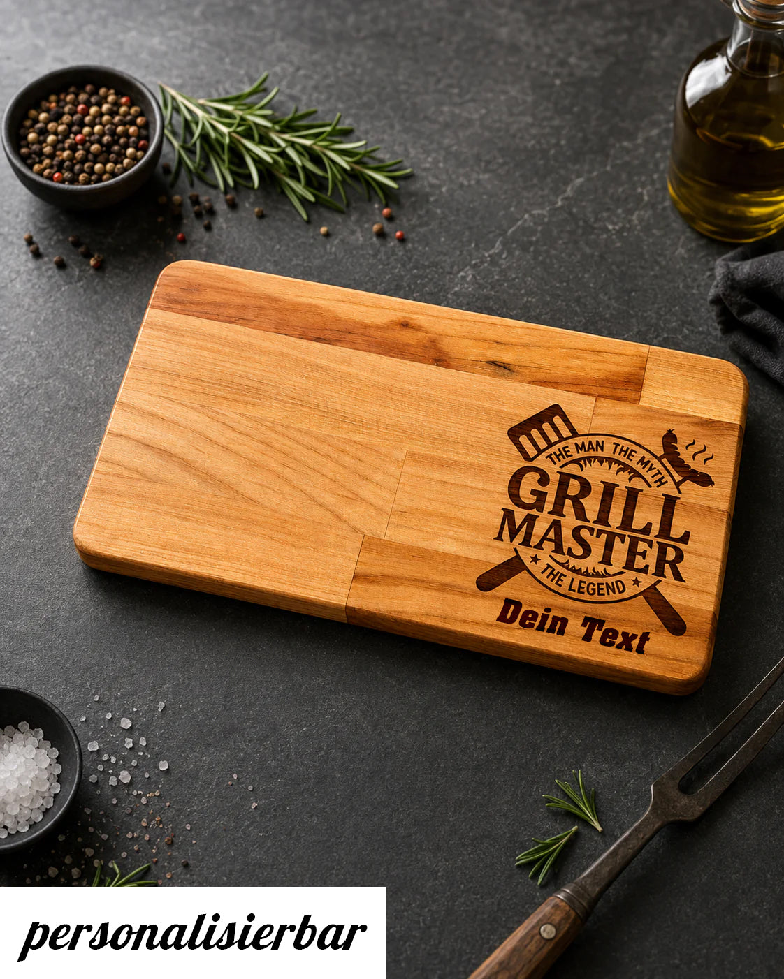 Holz Schneidebrett „Grill Master“ personalisiert